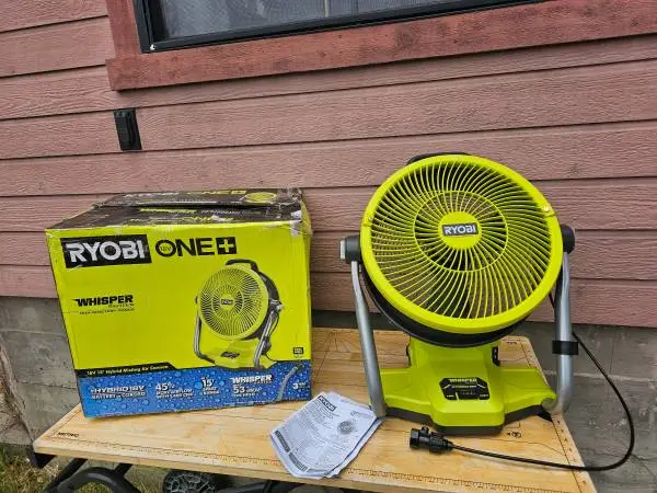 Ryobi PCL850B 18V Cordless Hybrid 12 Misting Air Cannon Fan -Like New