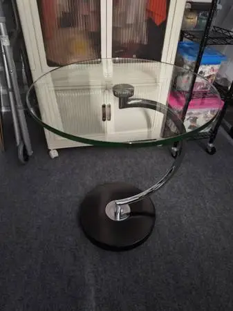 Black Glass Heavy Glass Modern Contemporary End Table $100