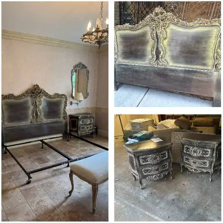 Pair of antique style nightstand with headboard, Can buy separately