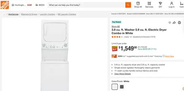 ALMOST NEW Stackable WASHER + DRYER (GE Enery Saving)