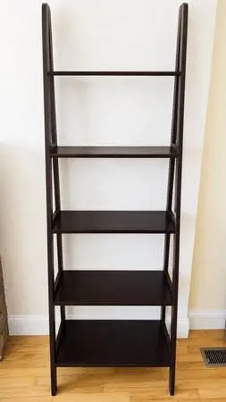 72 Espresso 5-Shelf Ladder Bookcase