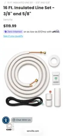 16ft Mini spilt line set and wall mount