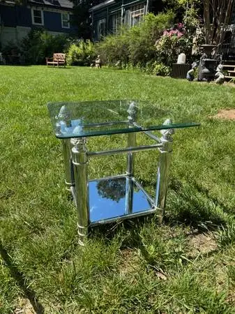 Vintage chrome, glass and mirrored end table