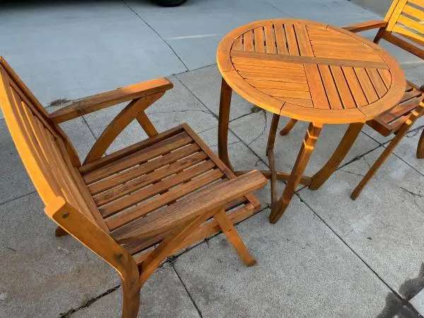 Teak Bistro Table + Chairs