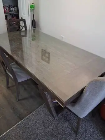 Large wood table with plexiglass