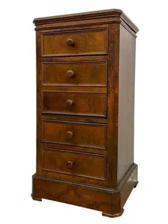 Antique Style Marble Top Bedside Chest with Drop Front Cabinet