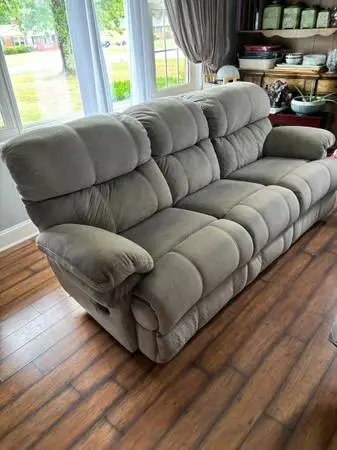 Used Beige Plush Couch Recliner