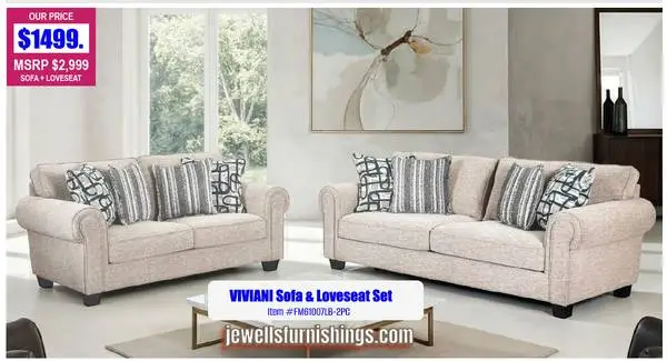 VIVIANI 2PC Sofa & Loveseat Set