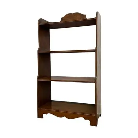 Vintage 4-Tier Solid Wood Bookshelf – Antique Style Scalloped Bookcase.