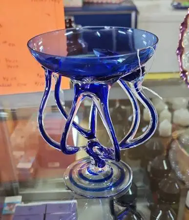 Vintage Jozefina Krosno Art Glass Jellyfish or Octopus Pedestal B