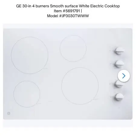 Almost New GE 30-in 4 burners Smooth surface White Electric Cooktop