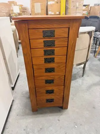 Powell Delia Traditional Wood 8 Lined Drawer Jewelry Armoire Oak