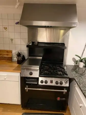 Vintage Wolf Gourmet 36” Range + Vent-A-Hood
