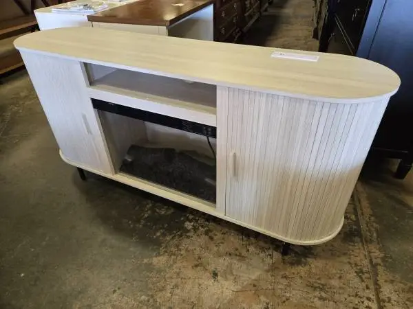 Habitat for Humanity Restore – Light Gray Electric Fireplace TV Stand