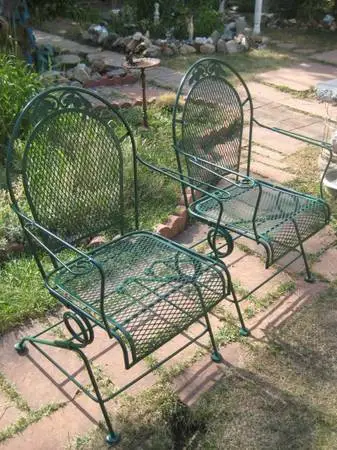 2 wrought iron coil spring rockers