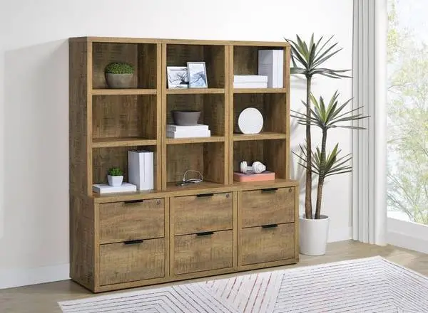 **Beautiful Three-Piece Bookcase with Drawers in Mango Wood Finish*
