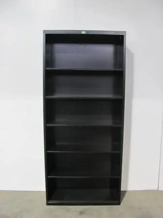 Black metal book shelf 5 shelves 34.5 x 13.5 x 78 h (3, price EA)