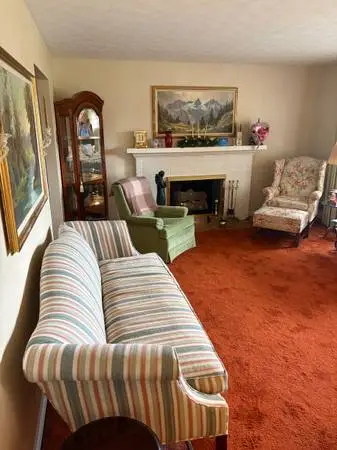 ESTATE SALE MID CENTURY SOFA & 2 HIGH BACK CHAIRS OTTOMAN