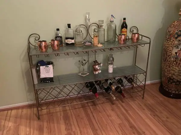 Vintage looking Iron and glass service bar