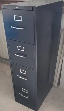 HON,4-Drawer,Letter-Sized,Black,Vertical File Cabinet,Filing Rails