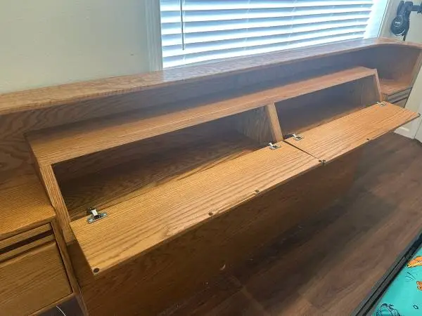 Large custom bed headboard with locking drawers