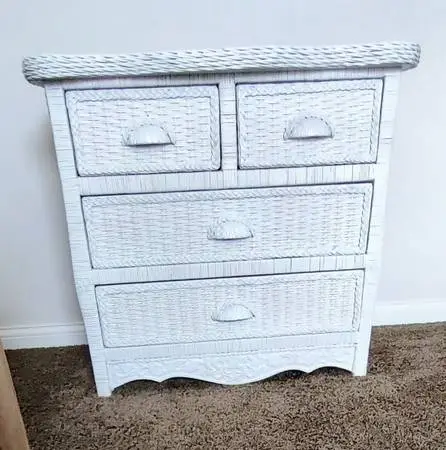 Pier 1 Imports Jamaica Collection White Wicker 4 Drawer Dresser