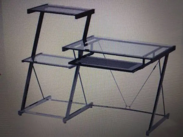 Glass Computer Desk w/ Shelves