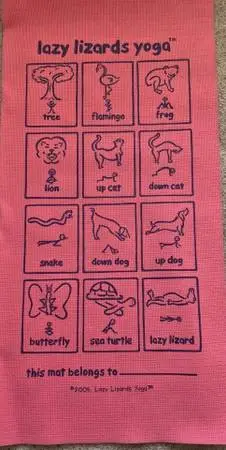 Kids Lazy Lizards Yoga Mat with 12 Poses! Pink, Excellent Condition