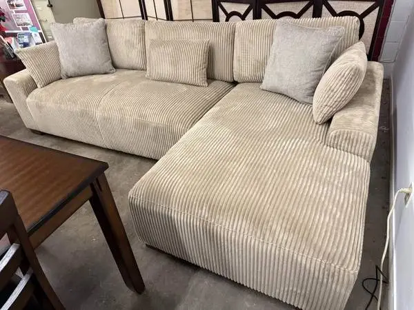 NEW 2pc extra wide Chaise Sectional & Ottoman , come check out