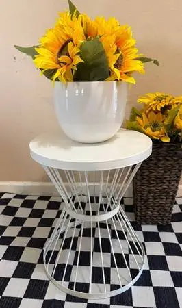 White Metal Accent Table
