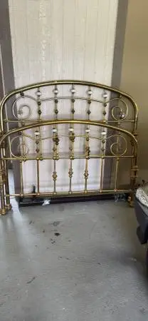 Vintage Victorian-Brass Bed Frame w/Porcelain Accents