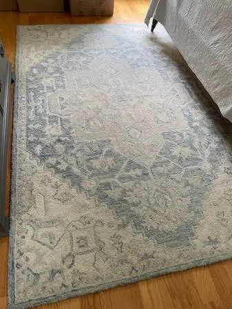Ralph Lauren 5X8 100 % Blue Ivory Wool Pile Rug