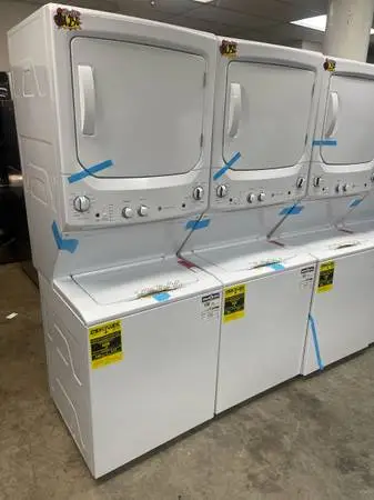 New Ge single unit stackable washer & dryer gas