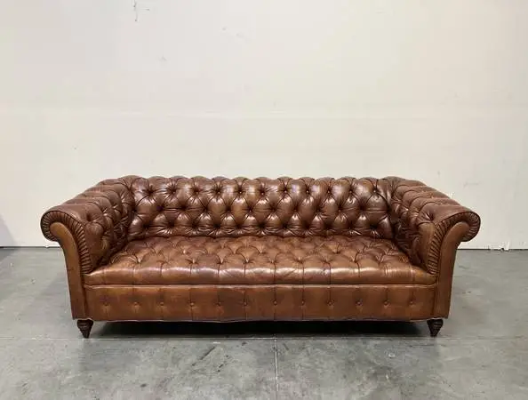 Henredon Traditional Leather Sofa