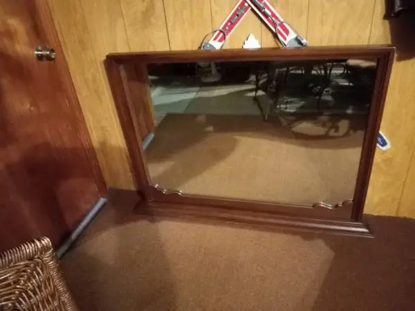 MIRROR DRESSER DARK OAK 48 LONG X 33 HIGH GOOD CONDITION