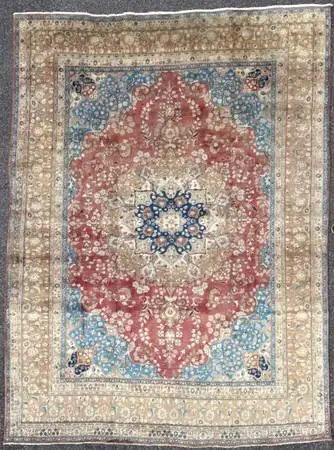 ANTIQUE PERSIAN SULTANABAD HAND KNOTTED RUG, 9.6 x 12.6