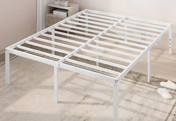 WHITE PLATFORM BED W STORAGE UNDERNEATH