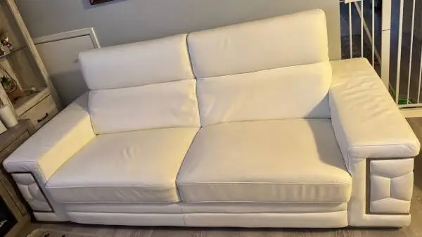 White Italian Leather sofa with geometric design