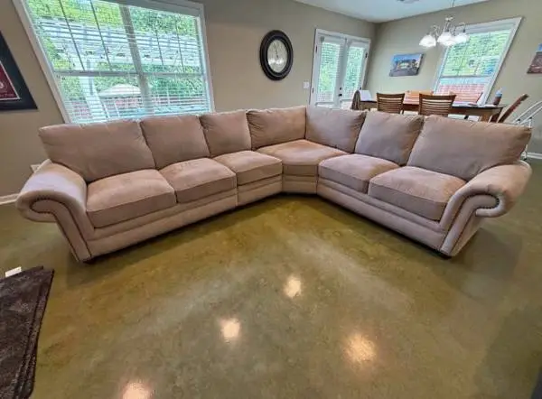 Large Fabric Sectional Sofa with Nailhead Trim