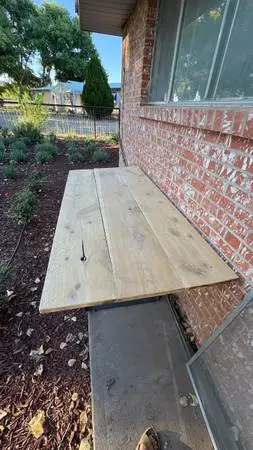 Cedar table with steel legs