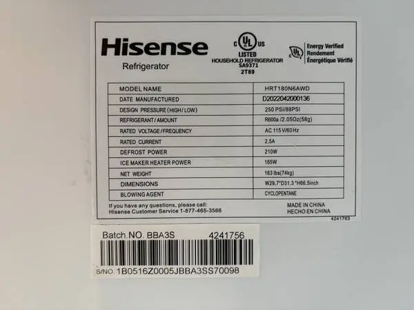 Hisense Refrigerator