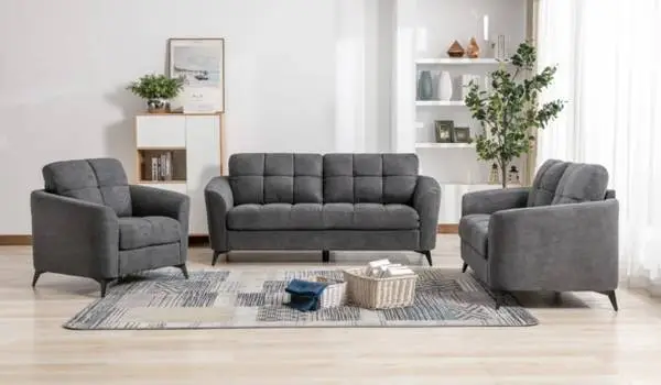 Modern style Gray linen three piece couch set
