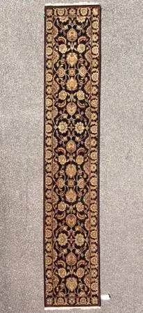EXTRA LONG JAIPUR HAND KNOTTED WOOL RUNNER, 2.7 x 13.9
