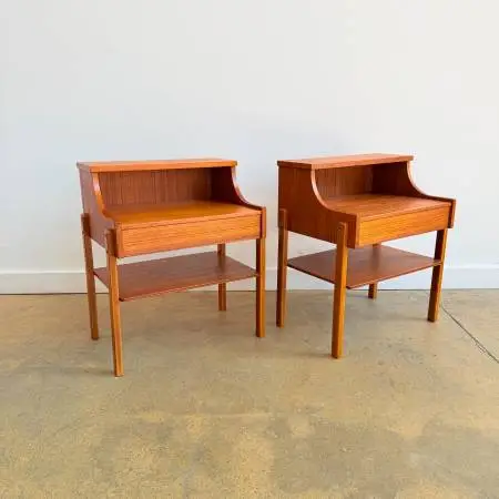 Vintage Swedish Teakwood Nightstands by AB Carlström & Co (Restored)