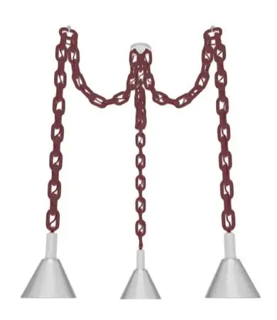 3 Pendant Custom Big Chain Chandelier with Glass Shades