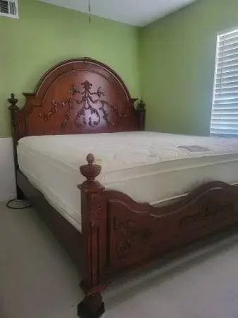 Cal King Bed w/Mattress and Nightstands