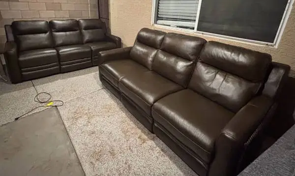 GENUINE LEATHER COUCH SET WITH POWER RECLINERS , DELIVERY INCLUDED