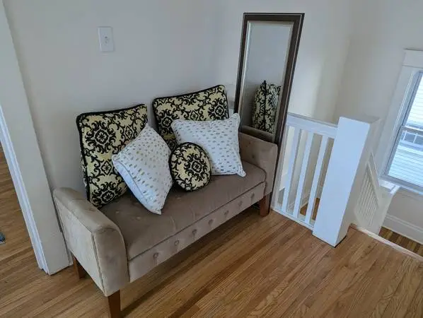 Tufted Storage Bench in Taupe/Tan Color