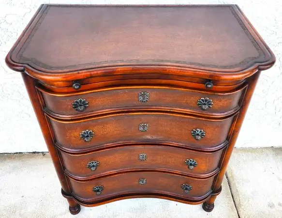 Theodore Alexander Leather Wrapped Serpentine Chest Hidden Pull Out De