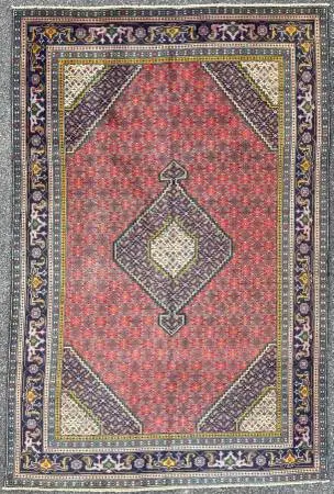 VINTAGE PERSIAN MAHI HERATI HAND KNOTTED RUG, 6.3 x 9.2